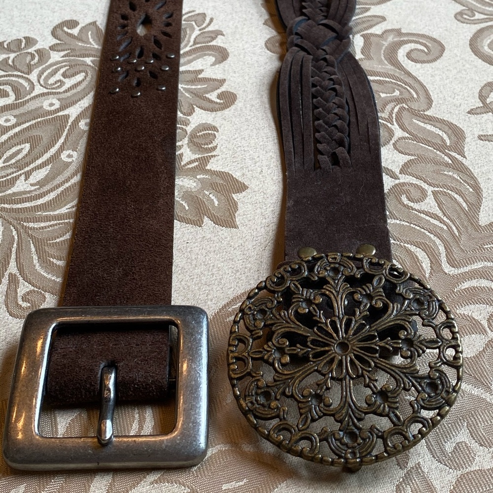 TWO Brown Suede Boho Belts